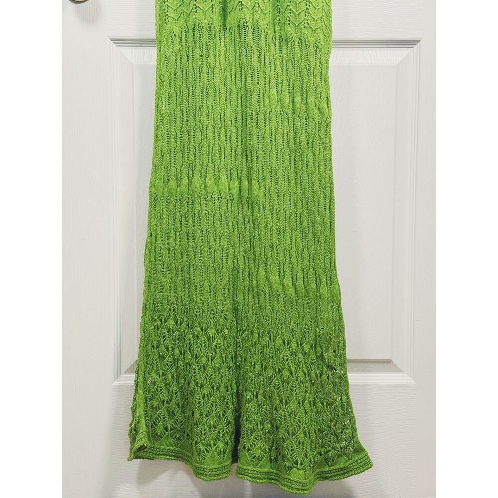 ALOHAS Womens Gabrielle Crochet Knit Maxi Dress M Green Resort Beach Vacation - Picture 7 of 11